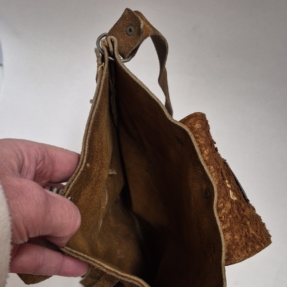 VTG 70s Boho Suede Fringe Shoulder Bag | Hippie Festival Leather Purse - Picture 5 of 7